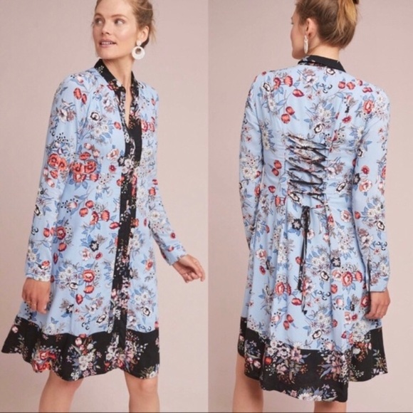 Maeve Dresses & Skirts - Maeve Leyster Blue Floral Long Sleeve Dress 10